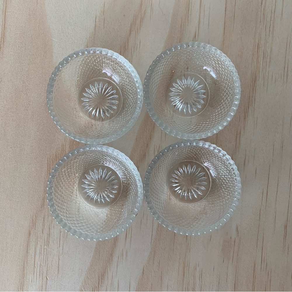 Vintage Individual Diamond Point Salt Cellar Dip-Set of 4